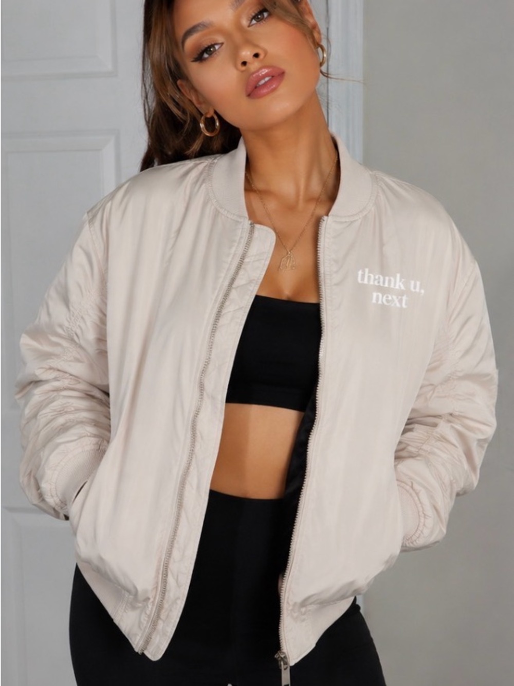Ariana Grande x H&M Thank U Next 2019 Bomber Jacket Cream Size S - Picture 3 of 16
